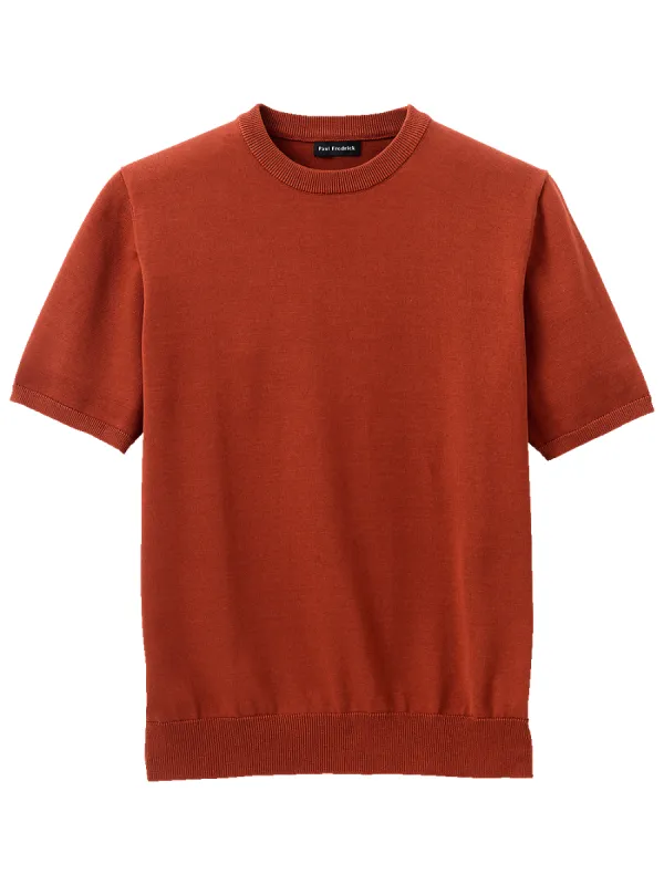 Supima Cotton Crew Neck Sweater - Dark Rust sold by Paul Fredrick