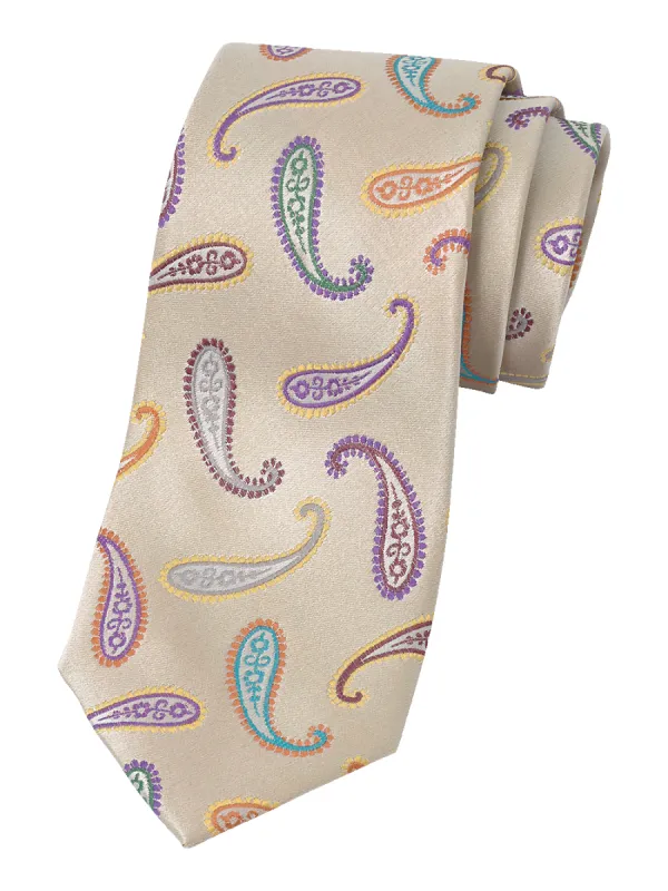Paisley Woven Silk Tie - Ivory Multi sold by Paul Fredrick