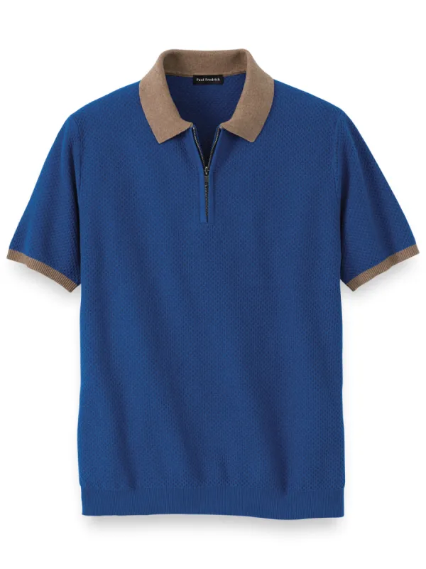 Cotton Quarter Zip Polo sold by Paul Fredrick
