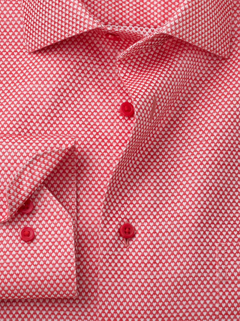 Non-Iron Cotton Heart Pattern Dress Shirt With Contrast Trim - Red sold by Paul Fredrick product image thumbnail 2