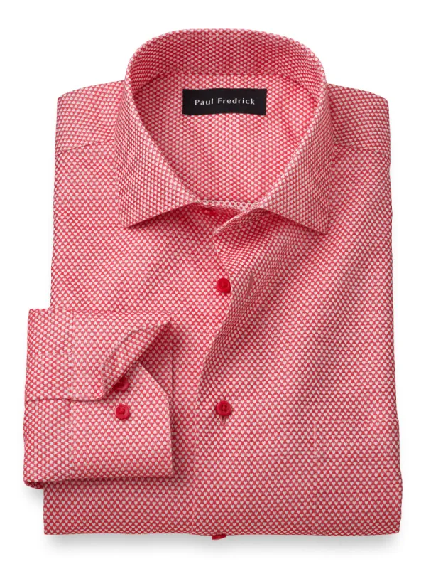Non-Iron Cotton Heart Pattern Dress Shirt With Contrast Trim - Red sold by Paul Fredrick