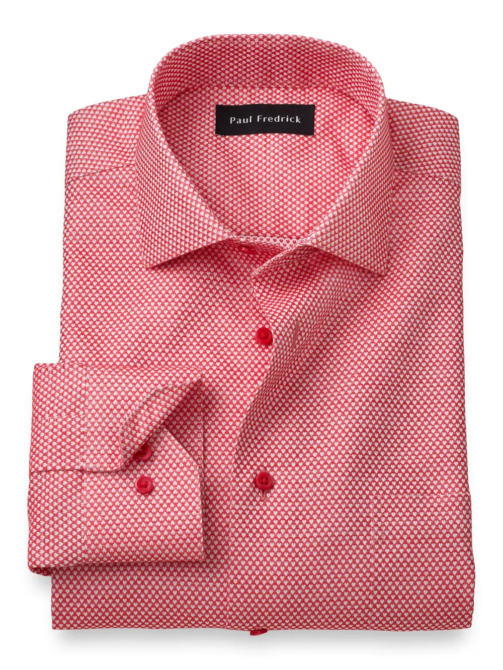 Non-Iron Cotton Heart Pattern Dress Shirt With Contrast Trim - Red sold by Paul Fredrick