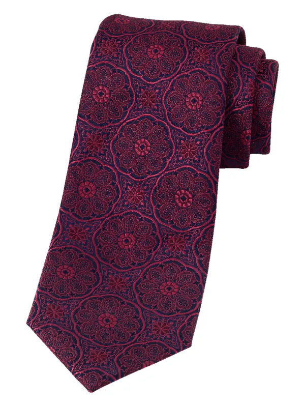 Medallion Woven Silk Tie - Red sold by Paul Fredrick