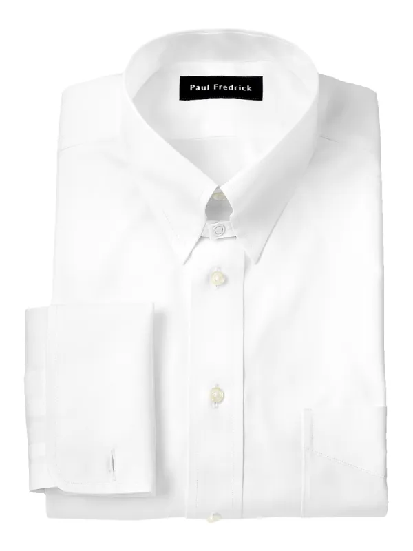 Non-Iron Cotton Pinpoint Solid Snap Tab Collar French Cuff Dress Shirt - White sold by Paul Fredrick