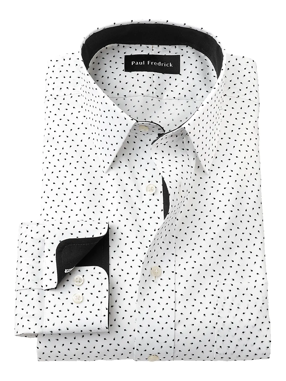 Non-Iron Cotton Micro Print Dress Shirt With Contrast Trim - Black/white sold by Paul Fredrick