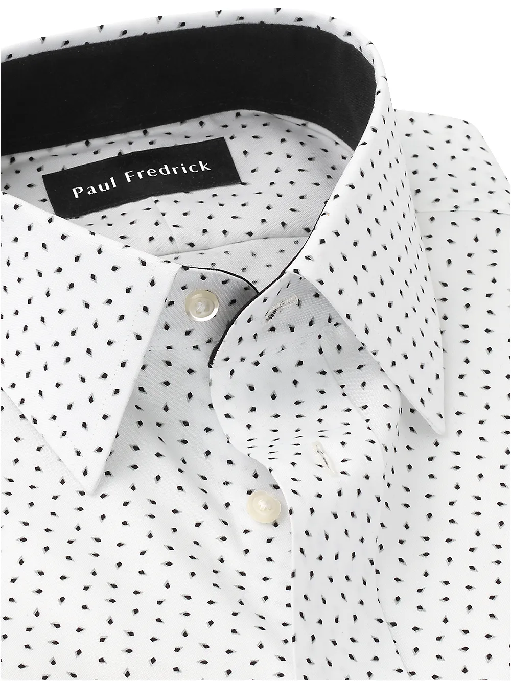 Non-Iron Cotton Micro Print Dress Shirt With Contrast Trim - Black/white sold by Paul Fredrick product image thumbnail 3