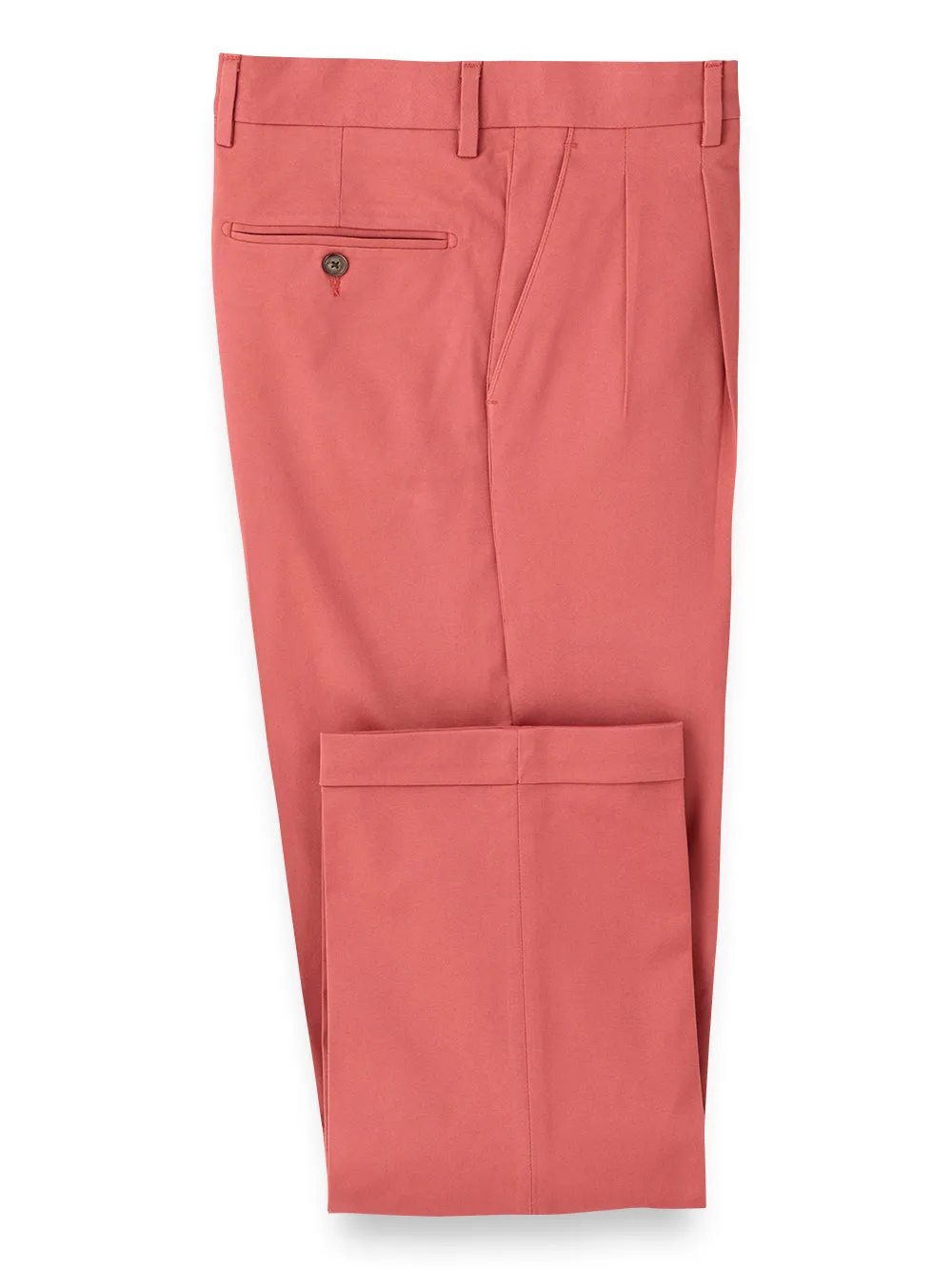 Classic Fit Cotton Stretch Twill Pants - Rose sold by Paul Fredrick