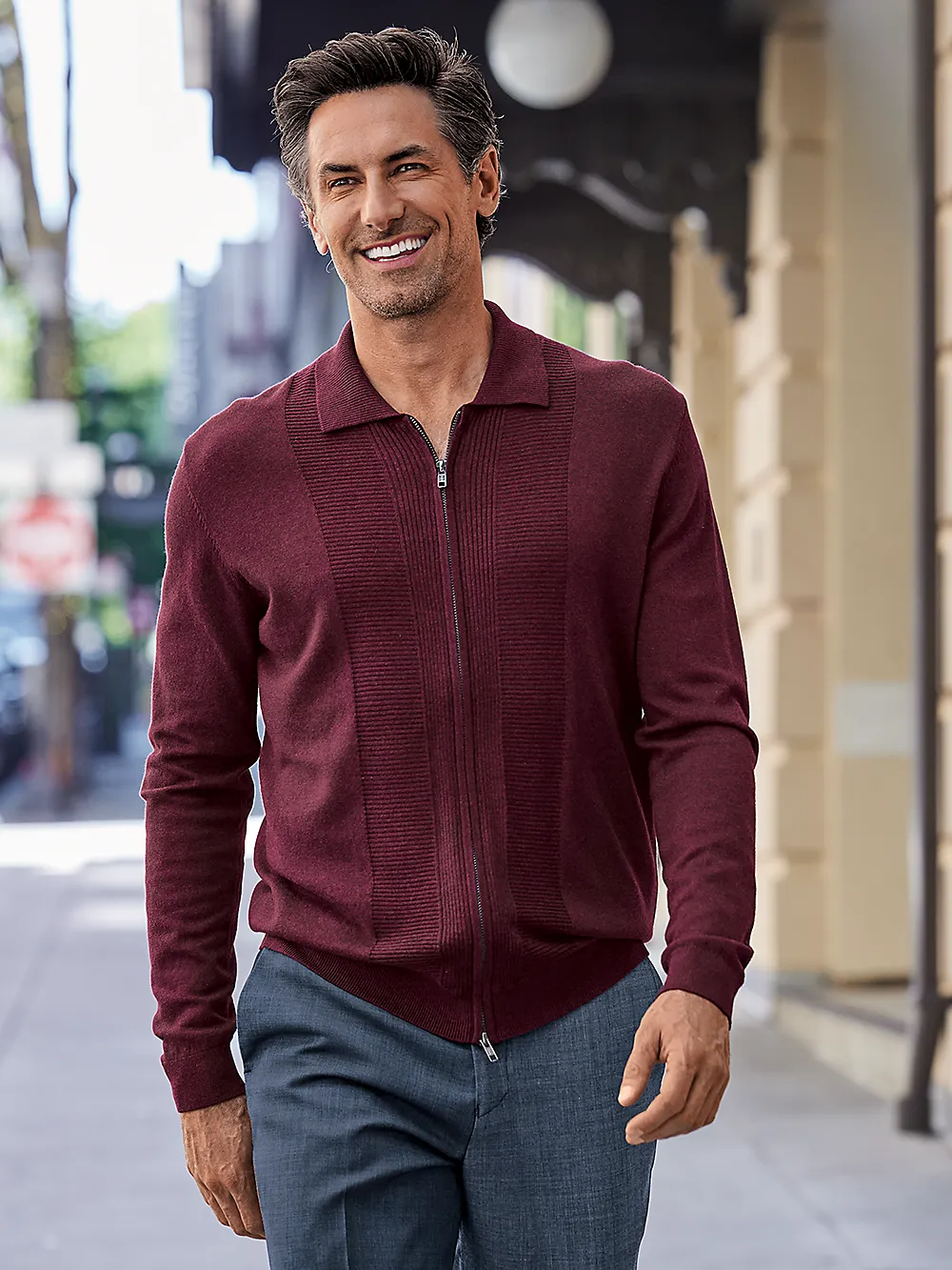 Silk, Cotton & Cashmere Full Zip Polo - Camel sold by Paul Fredrick product image thumbnail 2