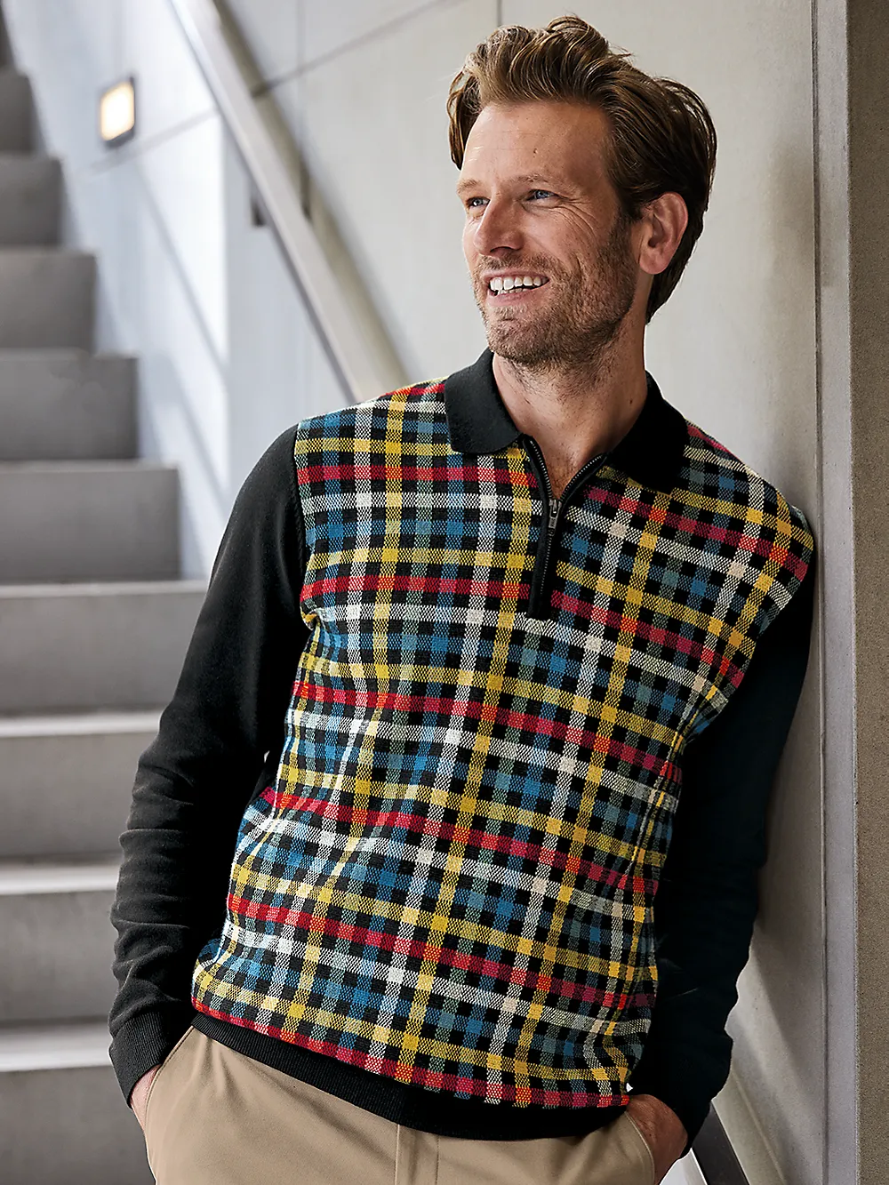 Cotton Zip Polo - Multi sold by Paul Fredrick product image thumbnail 2