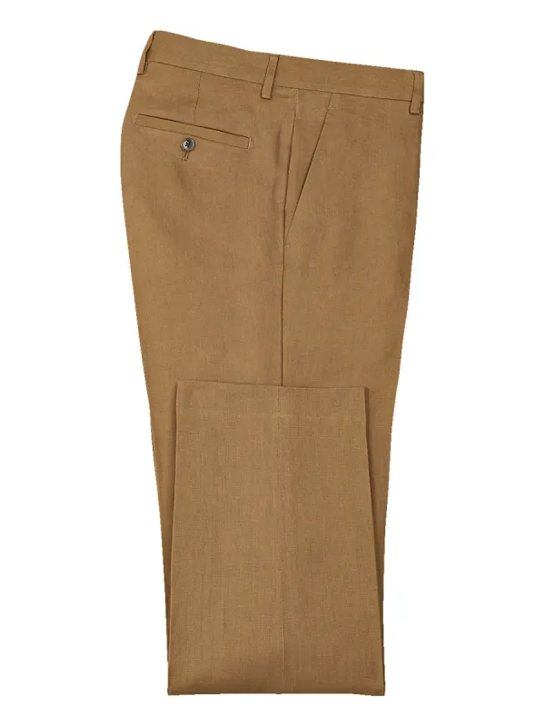 Linen Flat Front Pants - Copper sold by Paul Fredrick