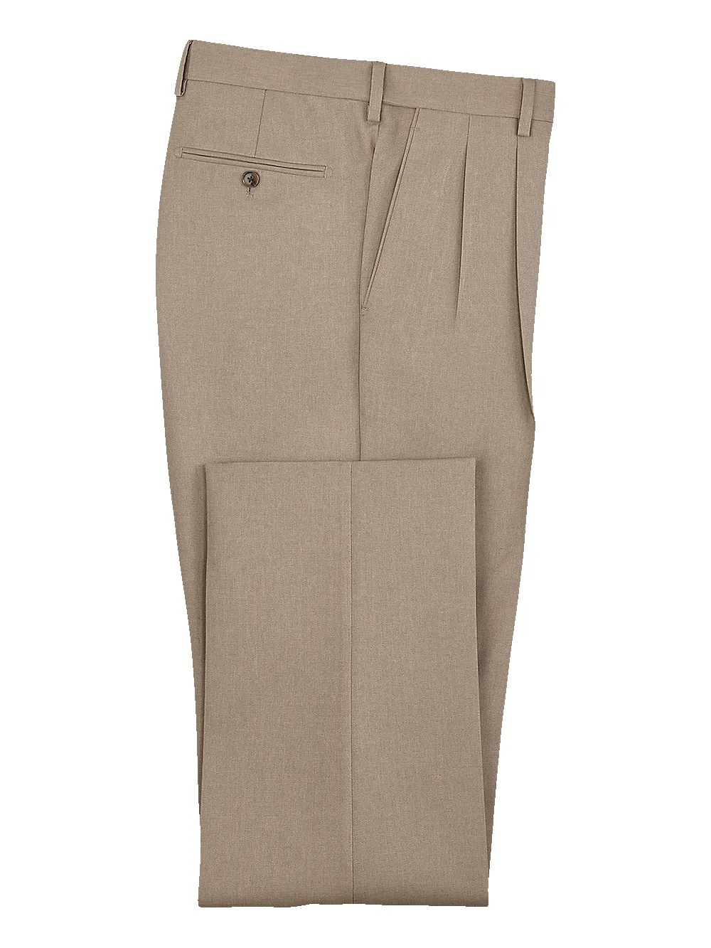 Microfiber Herringbone Pleated Pants - Tan sold by Paul Fredrick