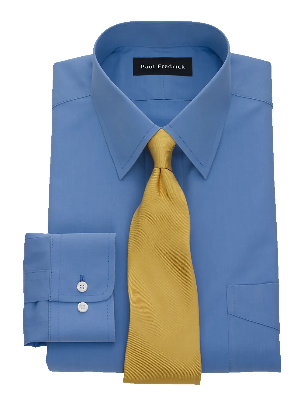 Non-Iron Cotton Broadcloth Solid Color Straight Collar Dress Shirt - French Blue sold by Paul Fredrick