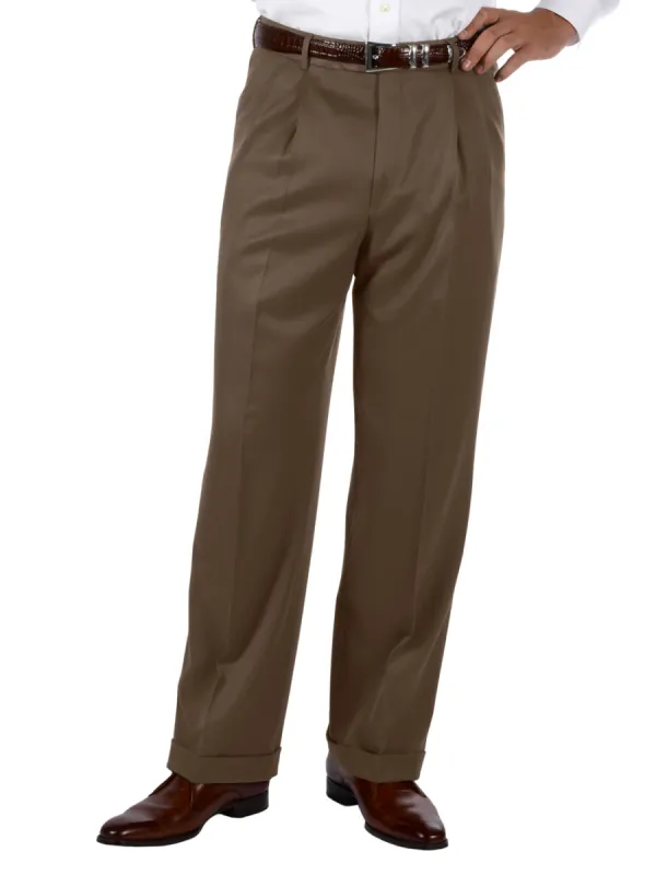 Microfiber Solid Pleated Pants sold by Paul Fredrick