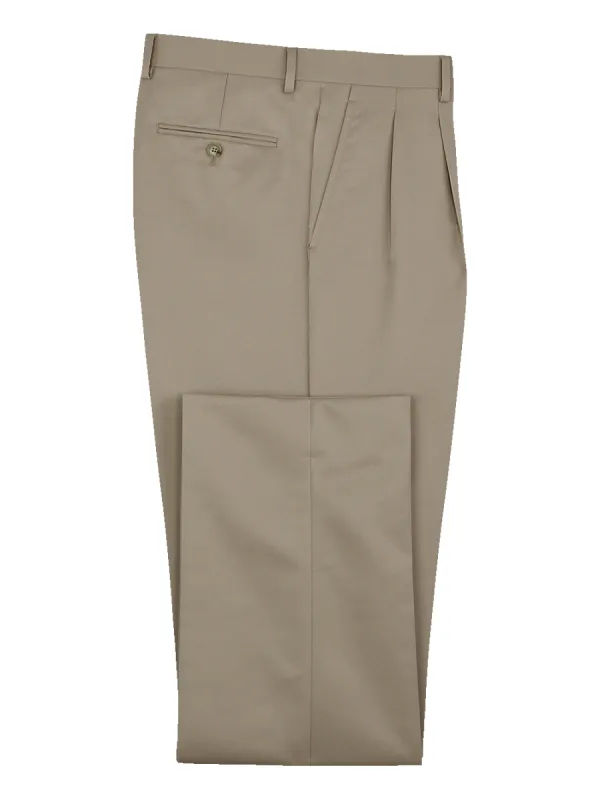 Solid Microfiber Pleated Pants - Tan sold by Paul Fredrick