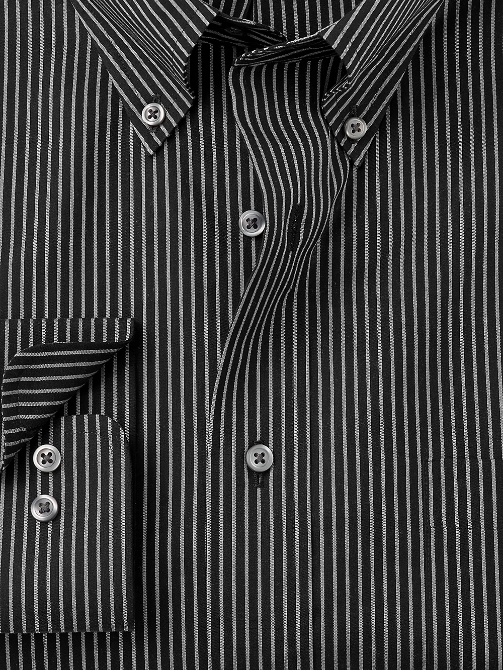 Non-Iron Cotton Stripe Dress Shirt - Black sold by Paul Fredrick product image thumbnail 2