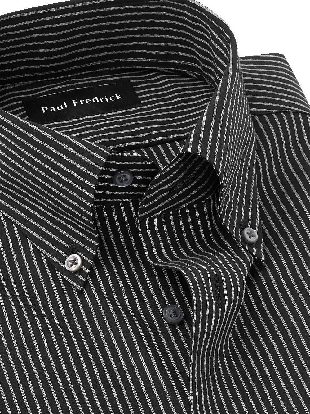 Non-Iron Cotton Stripe Dress Shirt - Black sold by Paul Fredrick product image thumbnail 3