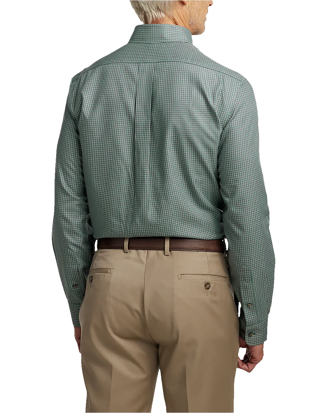 Non-Iron Cotton Check Dress Shirt With Contrast Trim - Pine Green sold by Paul Fredrick product image thumbnail 5