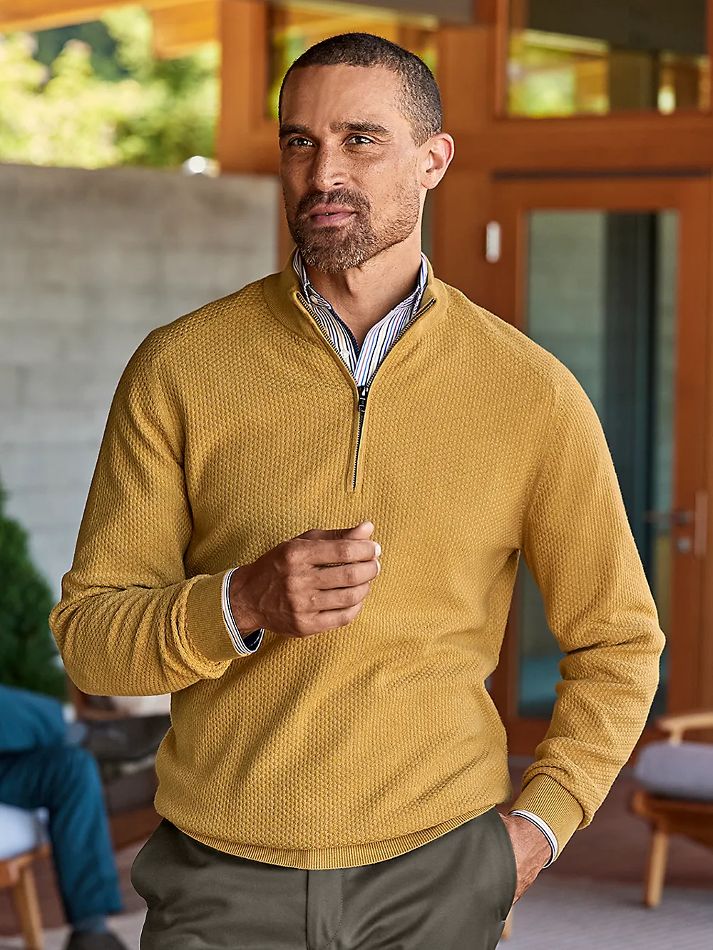 Silk, Cotton & Cashmere Zip Mock Neck Sweater - Black sold by Paul Fredrick product image thumbnail 2