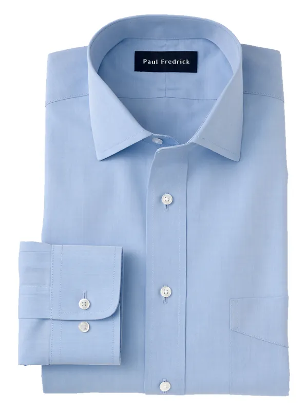 Supima Non-Iron Cotton Solid Color Spread Collar Dress Shirt - Blue sold by Paul Fredrick