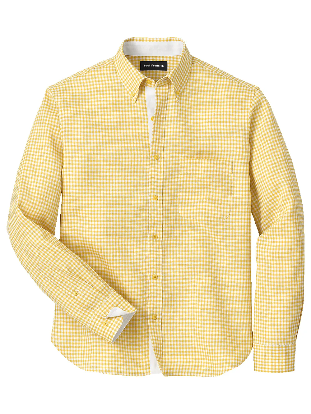 Linen Gingham Check Casual Shirt - Yellow sold by Paul Fredrick