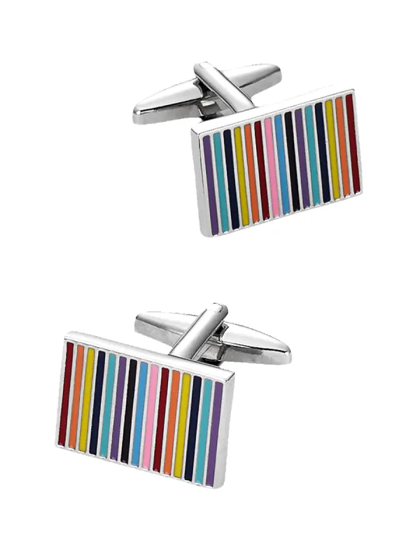 Enamel Multi Stripe Cufflinks - Multi sold by Paul Fredrick