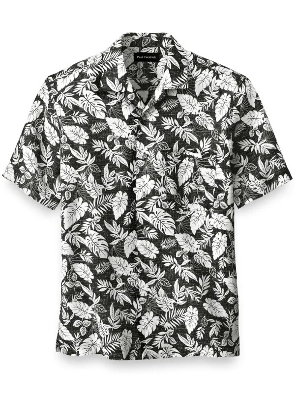 Linen Botanical Print Casual Shirt sold by Paul Fredrick