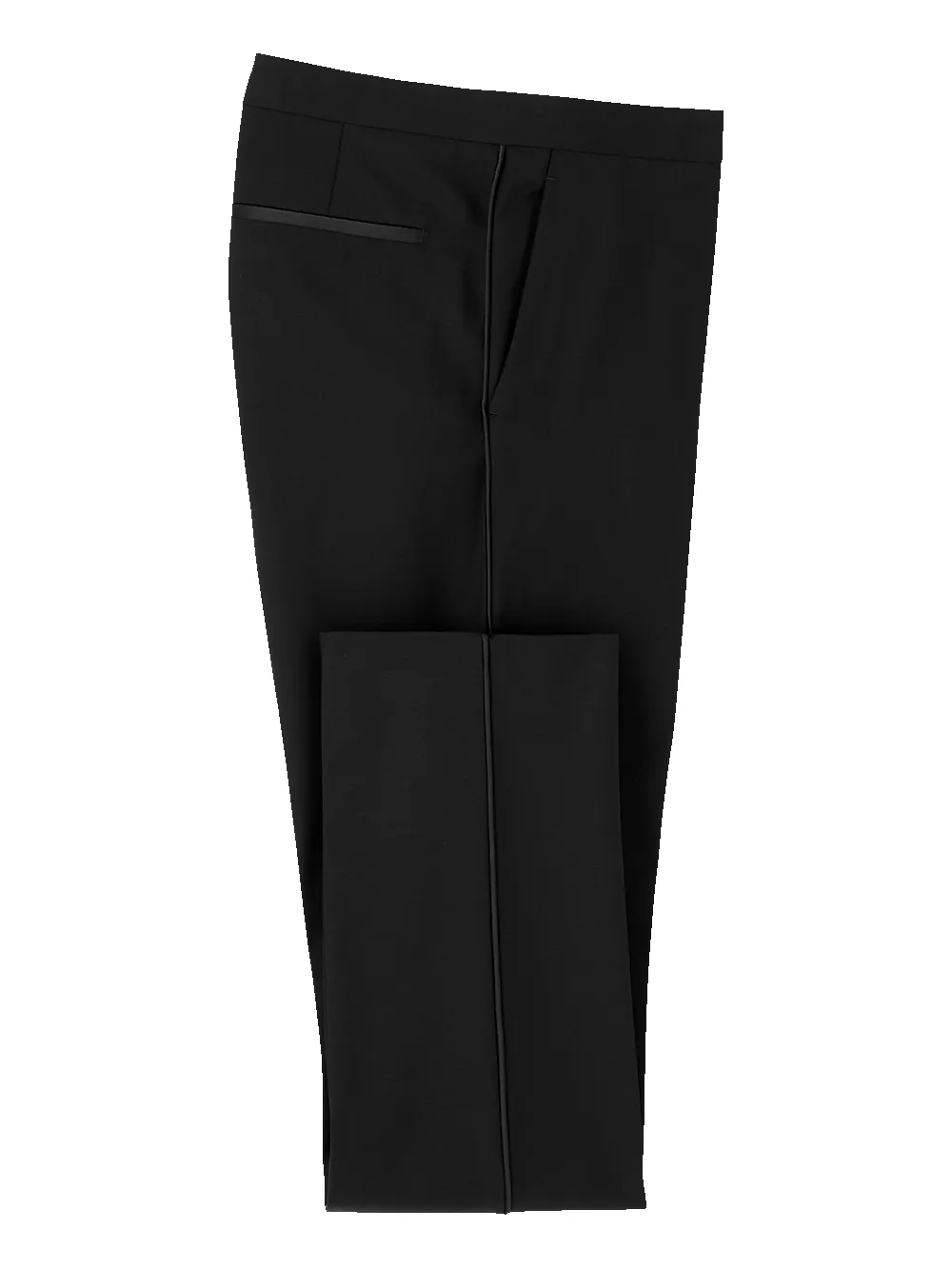 Wool Stretch Flat Front Tuxedo Pants - Black sold by Paul Fredrick