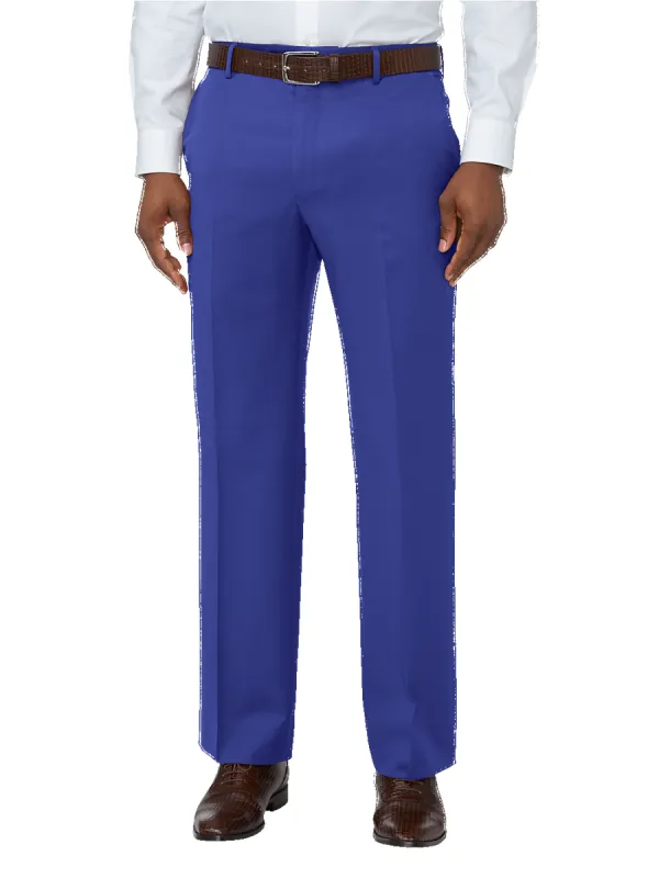 Classic Fit Wool Gabardine Flat Front Pants - Indigo sold by Paul Fredrick