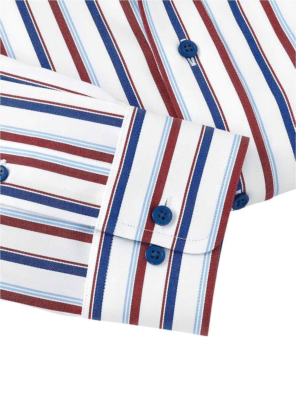 Non-Iron Cotton Stripe Dress Shirt With Contrast Trim - Blue/brick sold by Paul Fredrick product image thumbnail 4