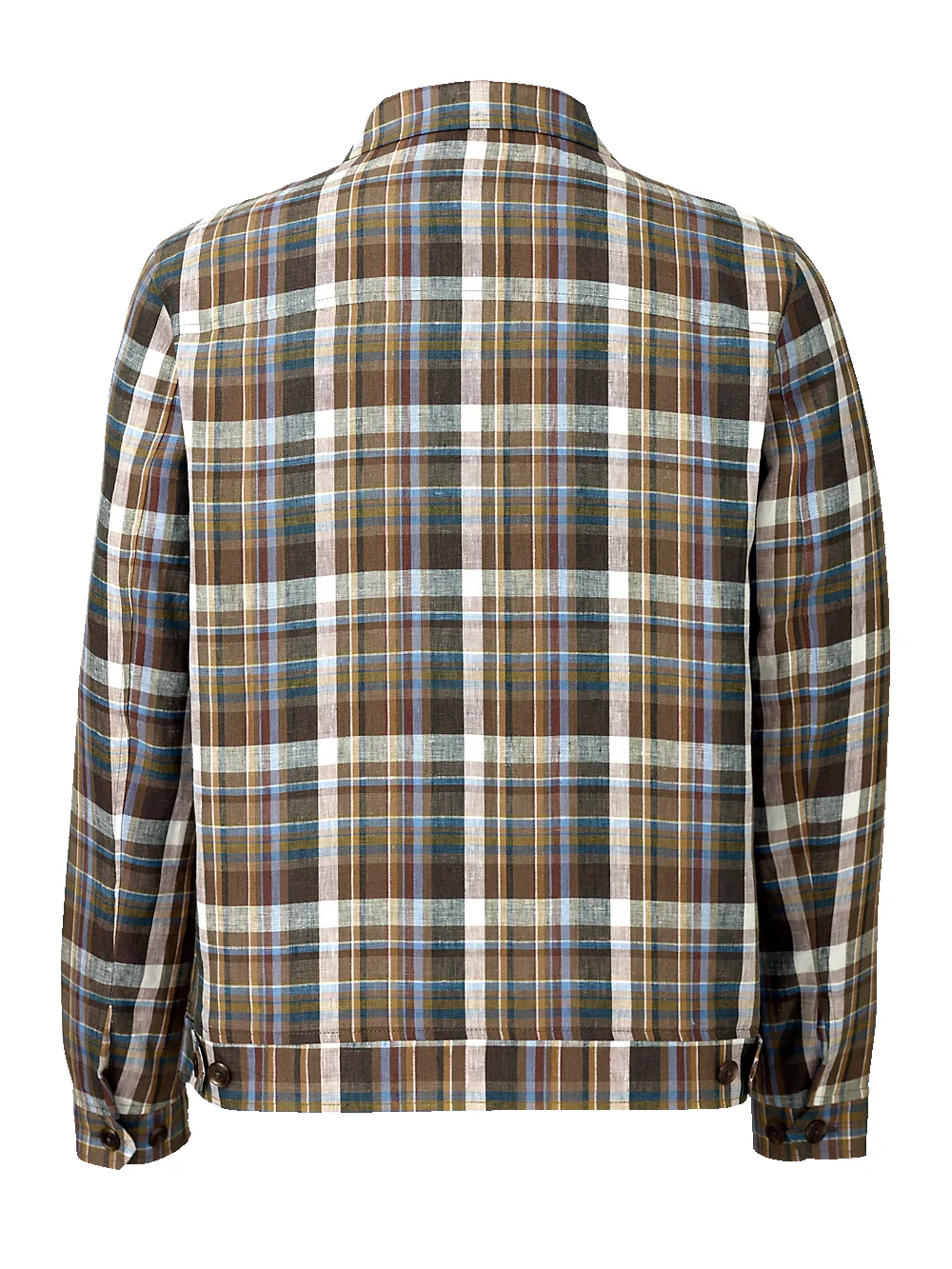 Linen Plaid Bomber Jacket - Tan Multi sold by Paul Fredrick product image thumbnail 5