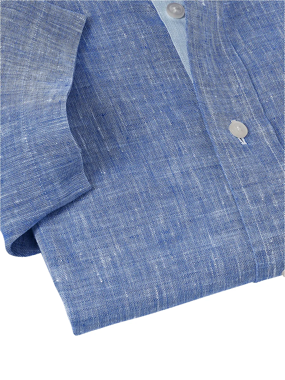 Non-Iron Linen Solid Dress Shirt With Contrast Trim - Dark Blue sold by Paul Fredrick product image thumbnail 4