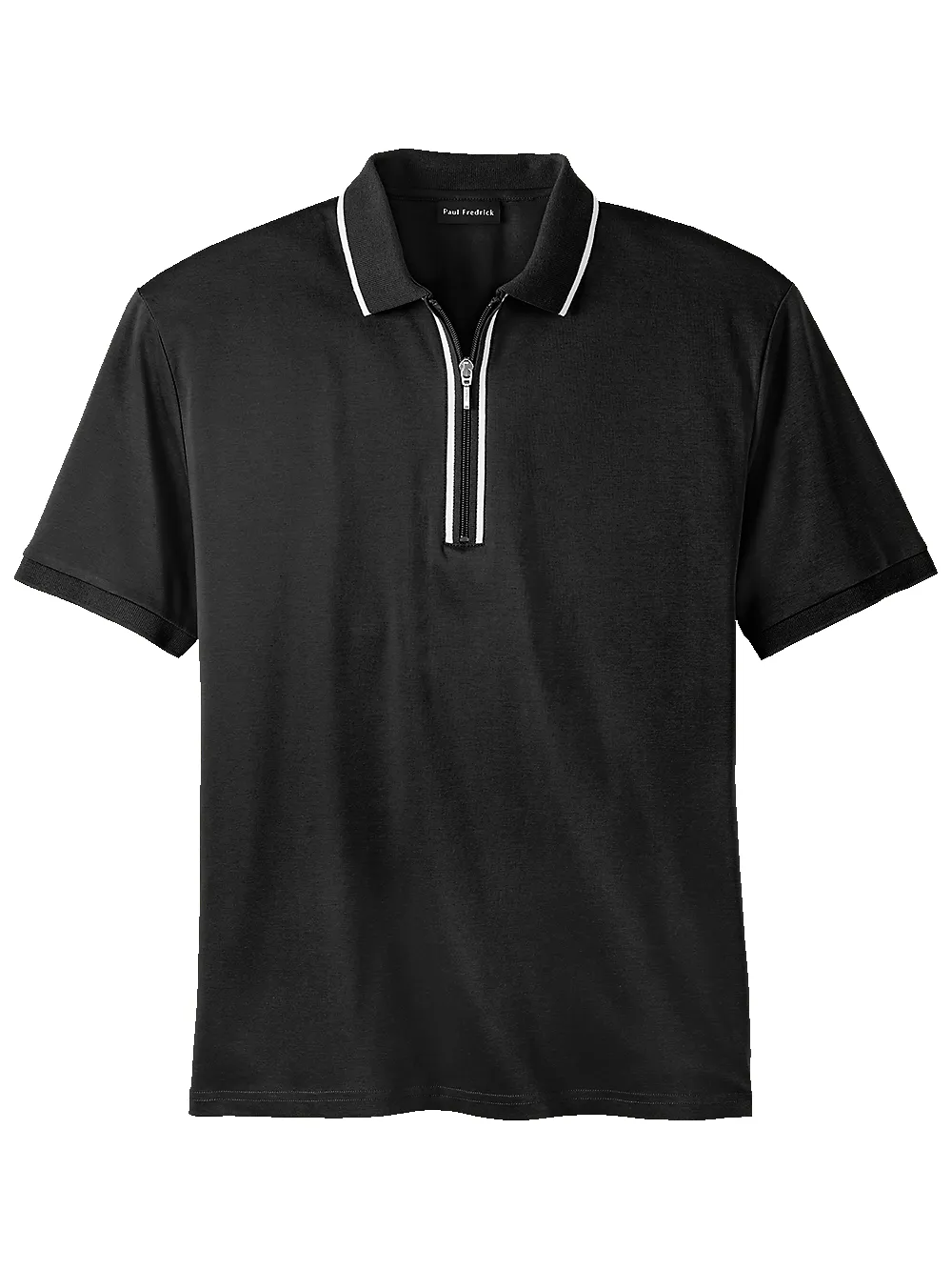 Mercerized Cotton Zip Polo - Black sold by Paul Fredrick