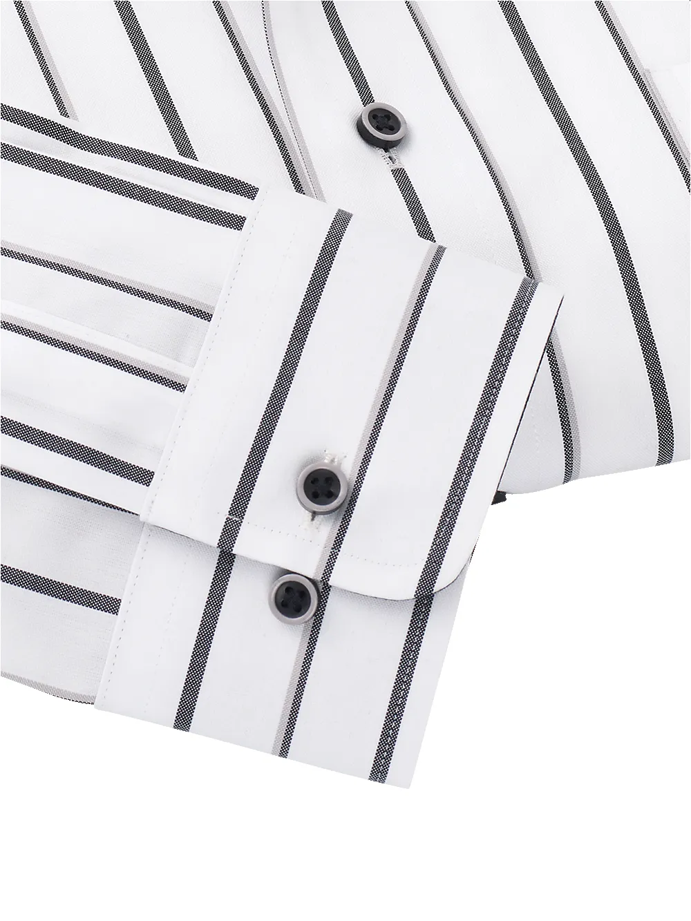 Non-Iron Cotton Stripe Dress Shirt With Contrast Trim - Black/white sold by Paul Fredrick product image thumbnail 4