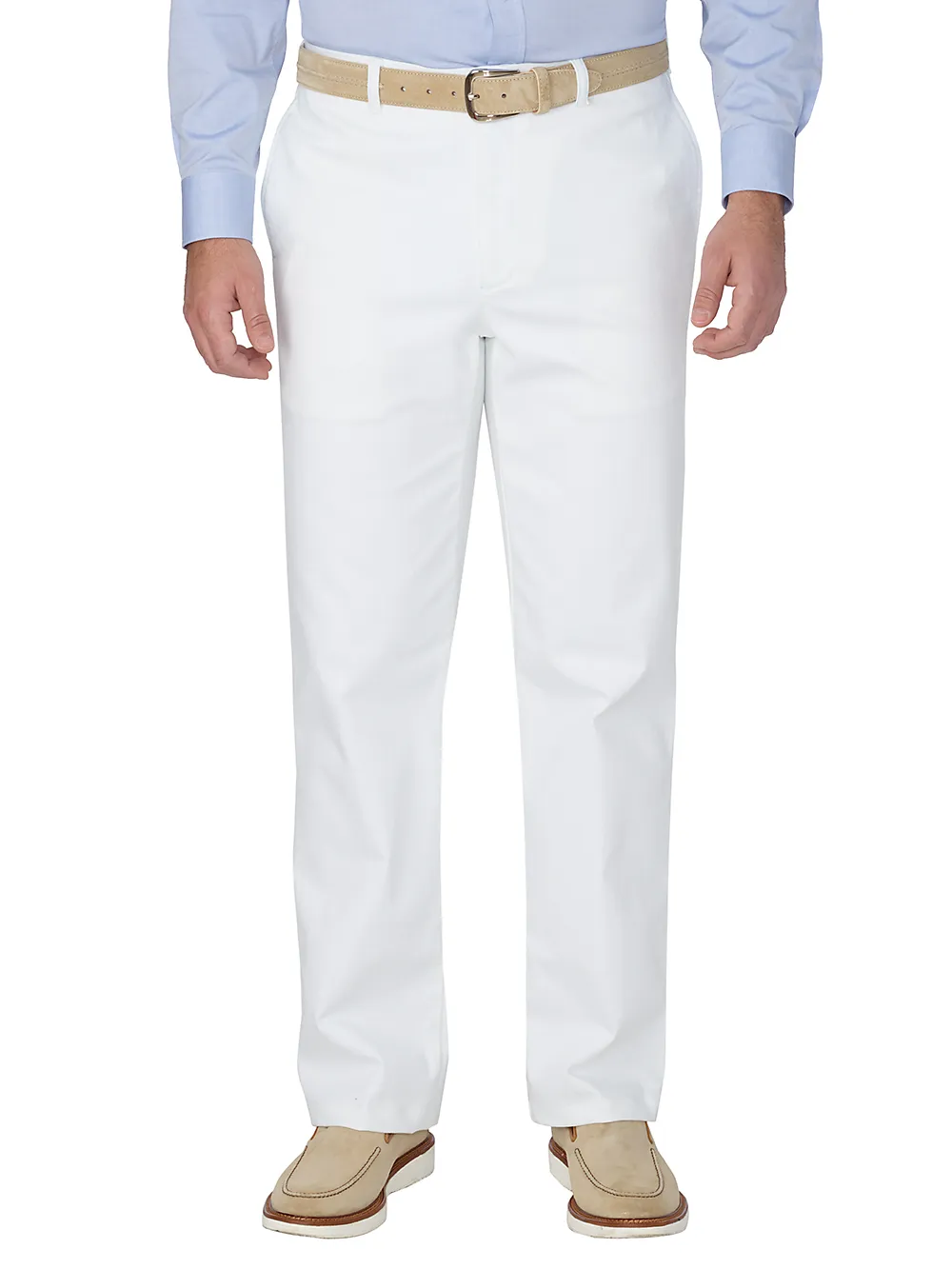 Flat Front Denim Pants - White sold by Paul Fredrick