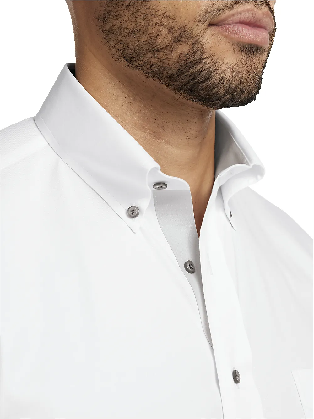 Comfort Stretch Non-Iron Solid Dress Shirt With Contrast Trim - White/grey sold by Paul Fredrick product image thumbnail 3