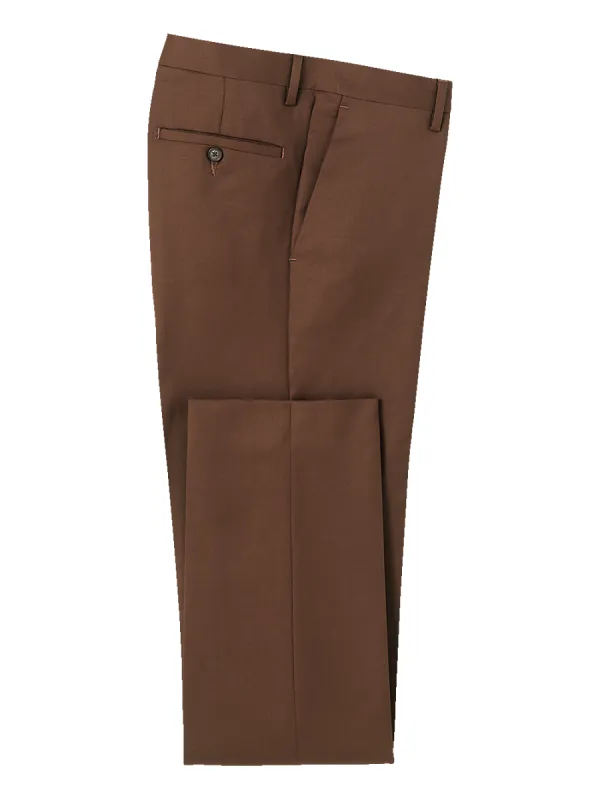 Wool Gabardine Flat Front Pants - Brown sold by Paul Fredrick