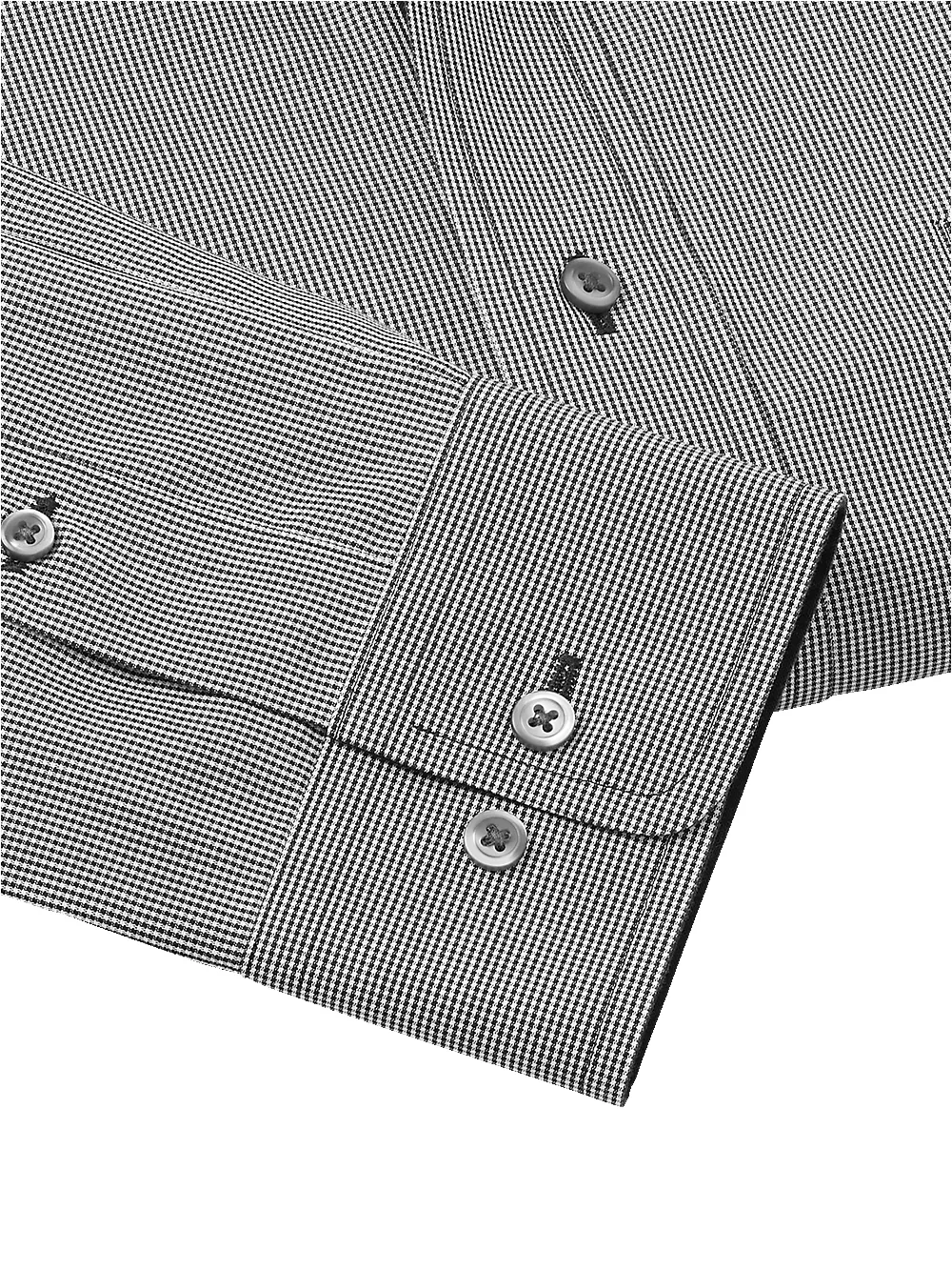 Non-Iron Cotton Houndstooth Dress Shirt With Contrast Trim - Black/white sold by Paul Fredrick product image thumbnail 4