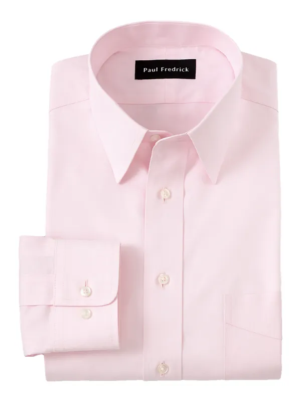 Non-Iron Cotton Pinpoint Solid Point Collar Dress Shirt - Pink sold by Paul Fredrick