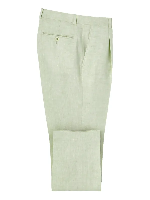 Linen Chambray Twill Single Pleat Pants - Mint sold by Paul Fredrick