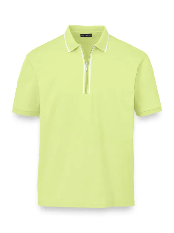 Mercerized Cotton Zip Polo - Mint Green sold by Paul Fredrick