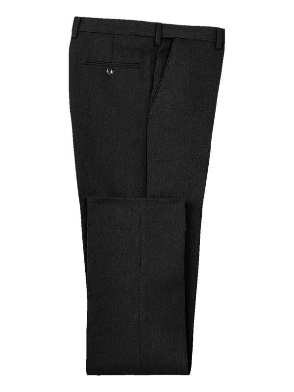 Microfiber Herringbone Flat Front Pants - Black sold by Paul Fredrick