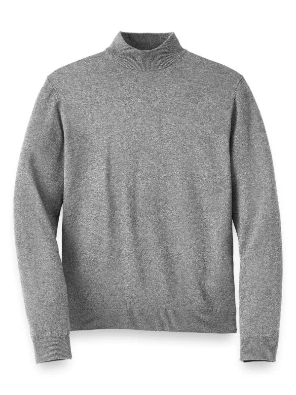 Silk Cotton And Cashmere Mock Neck Sweater - Pewter sold by Paul Fredrick