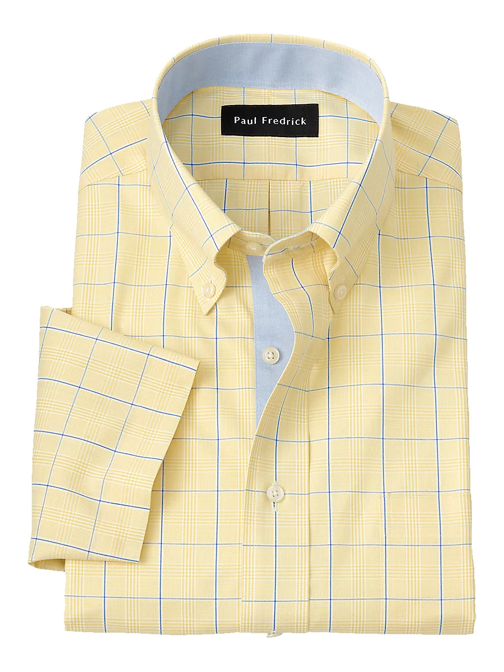 Comfort Stretch Non-Iron Check Dress Shirt With Contrast Trim - Yellow sold by Paul Fredrick