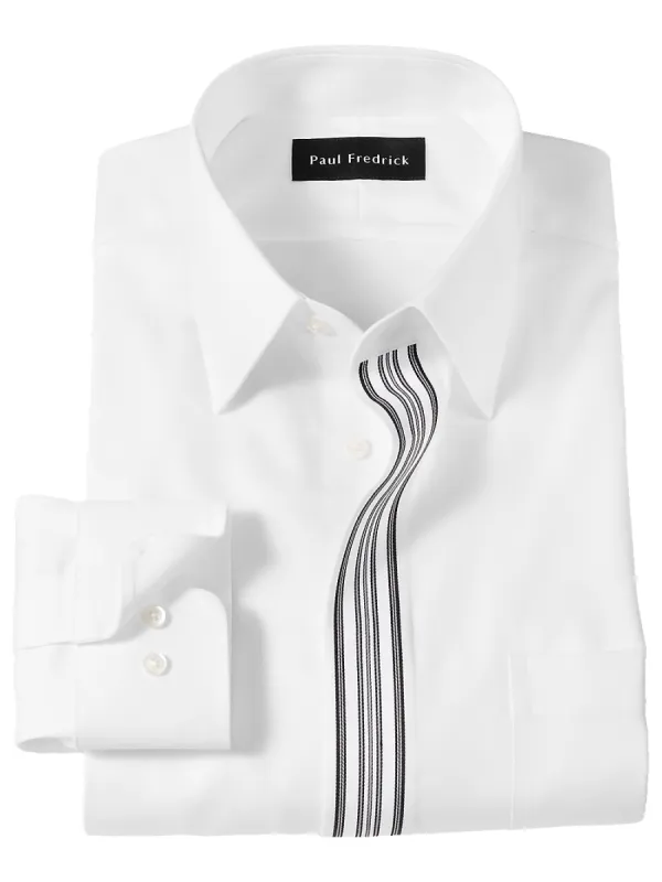 Non-Iron Cotton Solid Dress Shirt With Contrast Trim - White/black sold by Paul Fredrick