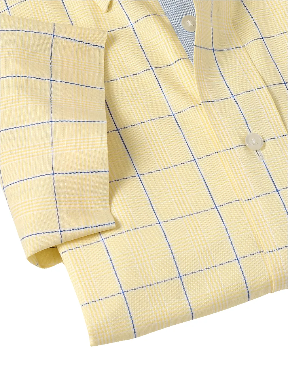 Comfort Stretch Non-Iron Check Dress Shirt With Contrast Trim - Yellow sold by Paul Fredrick product image thumbnail 4