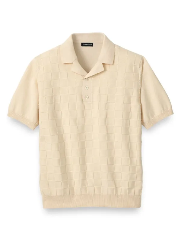 Cotton Three Button Camp Collar Sweater sold by Paul Fredrick