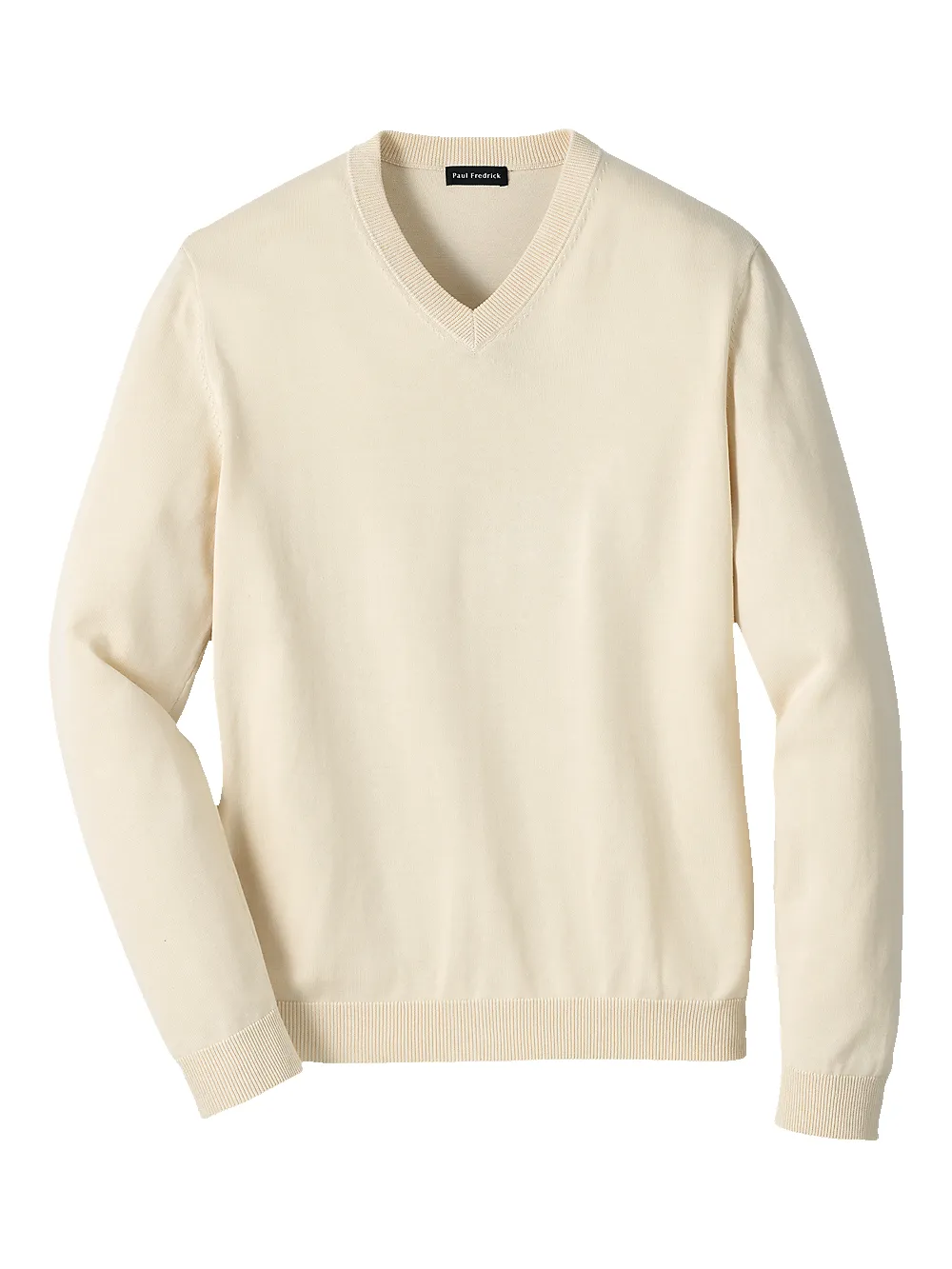 Supima Cotton V-neck Sweater - Ivory sold by Paul Fredrick