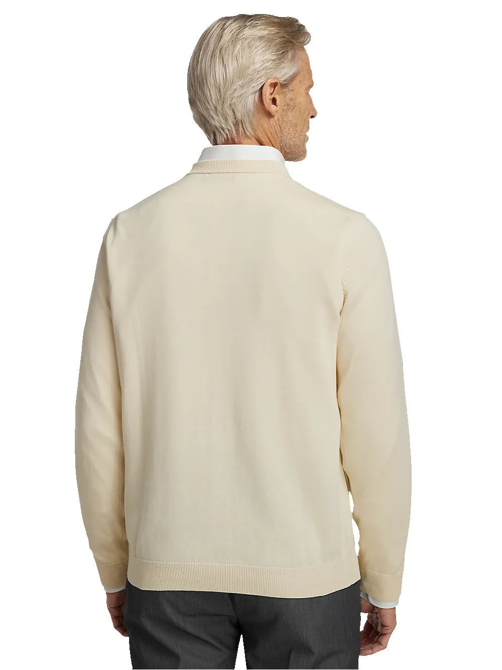 Supima Cotton V-neck Sweater - Ivory sold by Paul Fredrick product image thumbnail 5