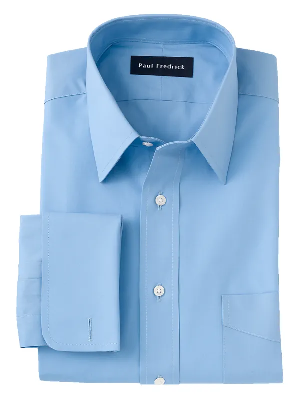 Pure Cotton Broadcloth Solid Color Straight Collar French Cuff Dress Shirt - Blue sold by Paul Fredrick