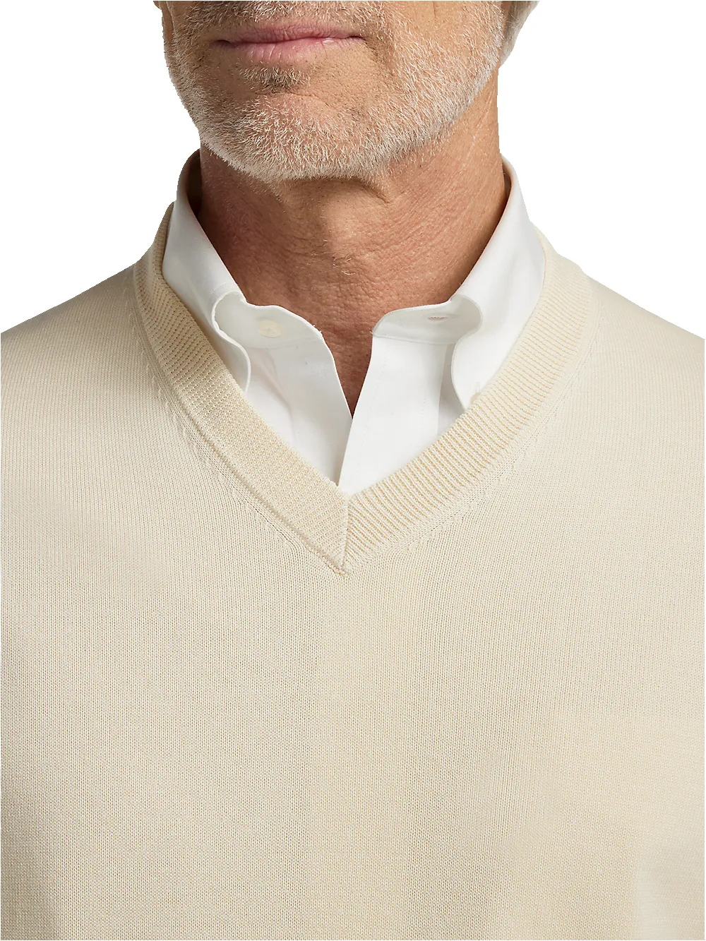 Supima Cotton V-neck Sweater - Ivory sold by Paul Fredrick product image thumbnail 3